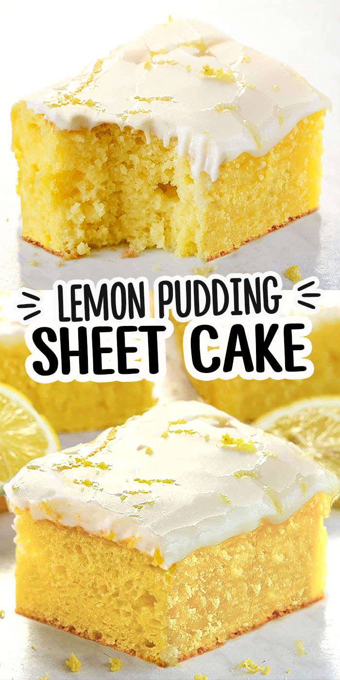 Best Lemon Pudding Sheet Cake is a lemon lover’s dream! Tender, moist dessert that’s made with a boxed cake mix, lemon pudding mix, and covered with a 3-ingredient lemon glaze! Ready to enjoy in just 35 minutes!