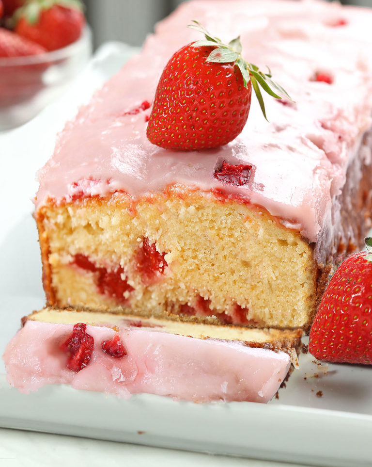 Strawberry Pound Cake with Strawberry Sugar Glaze