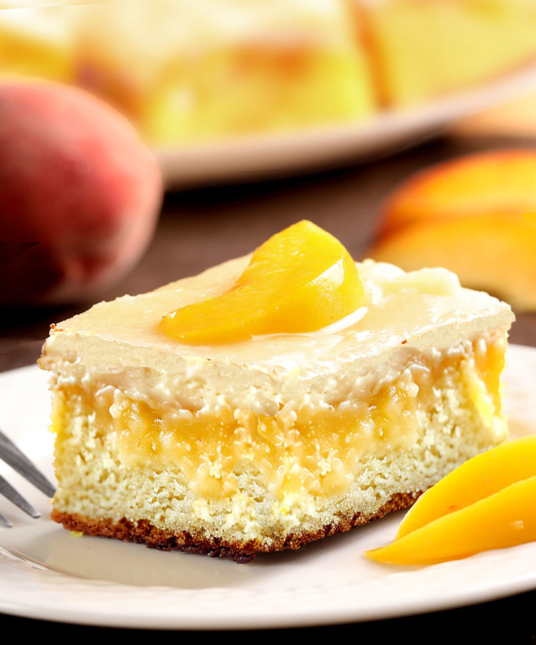 The Best Peach Cake with Brown Butter Frosting