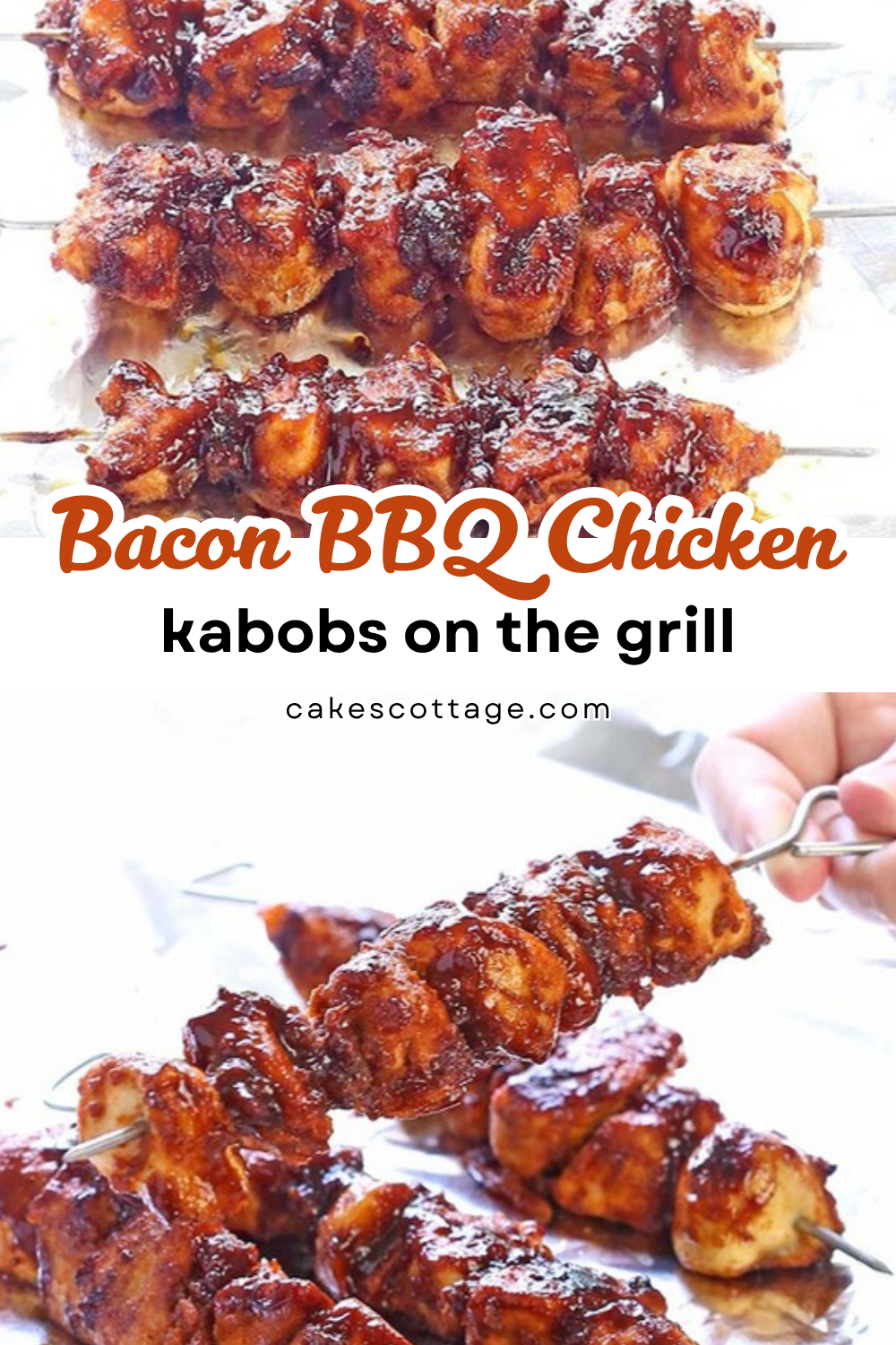Bacon BBQ chicken kabobs Pinterest pin