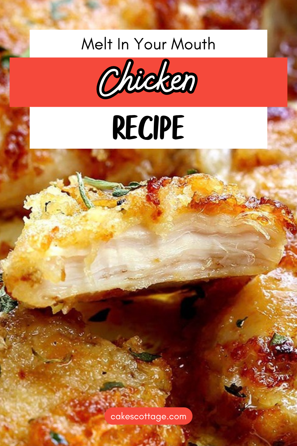 Melt In Your Mouth Chicken with mayonnaise and parmesan crust - Pinterest pin