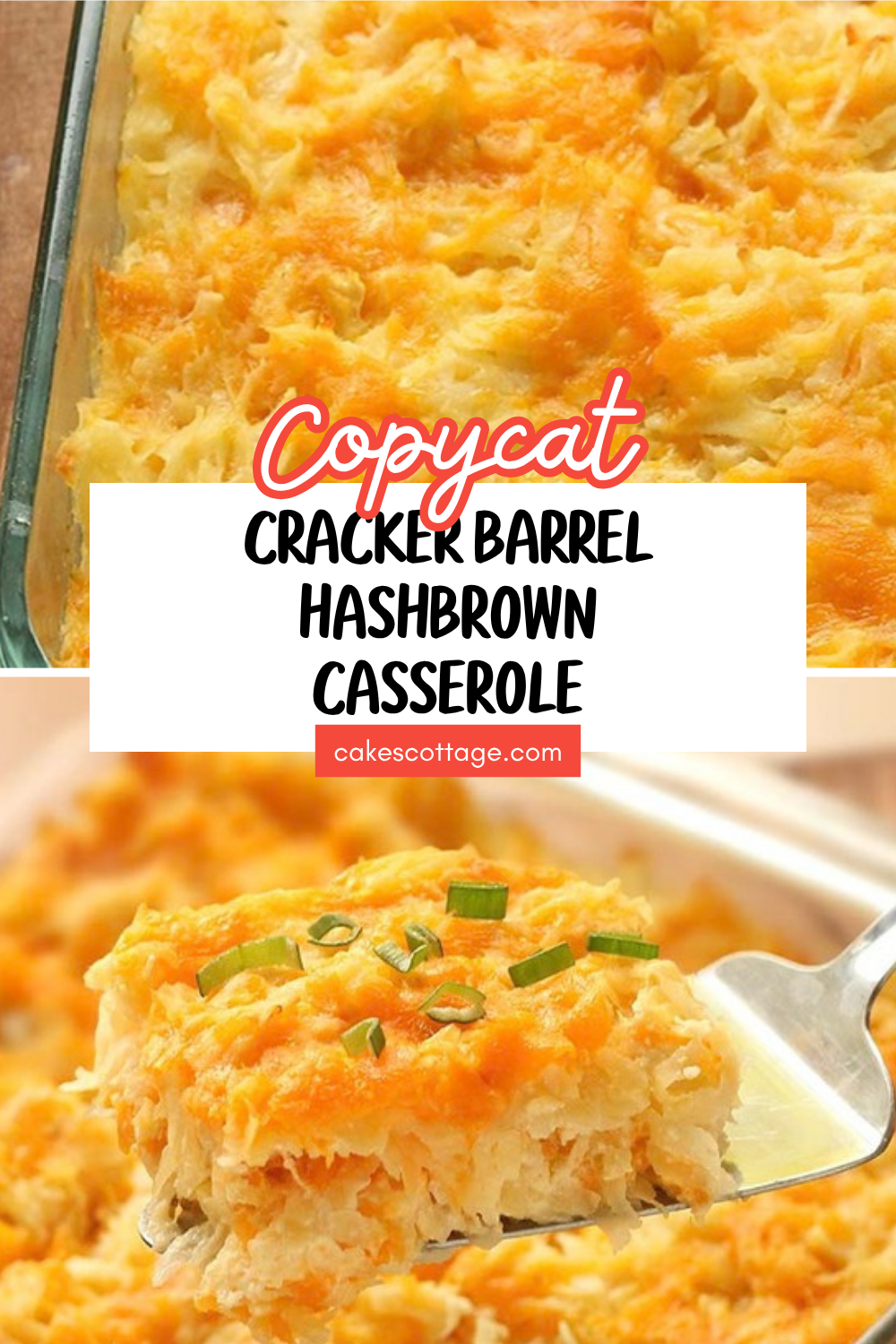 Copycat Cracker Barrel hashbrown casserole with cheddar