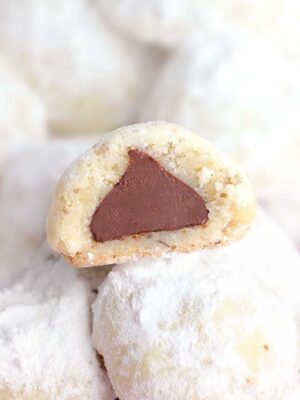 ...a shortbread cookie with a wonderful Hershey's chocolate kiss surprise in the center! Would be fun for Christmas or Valentines Day!